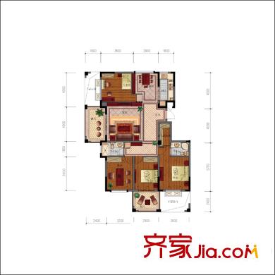 香頌戶型圖A2戶型圖 4室2廳2衛(wèi)1廚