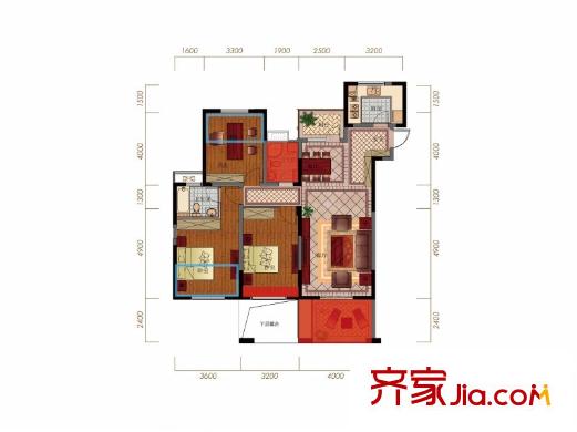 香頌戶型圖N戶型圖 3室2廳2衛(wèi)1廚