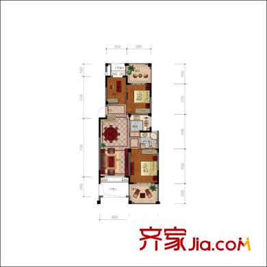 香頌戶型圖B1戶型圖 3室2廳1衛(wèi)1廚