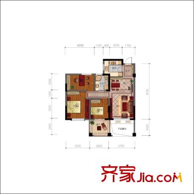 香頌戶型圖I2戶型圖 3室2廳1衛(wèi)1廚