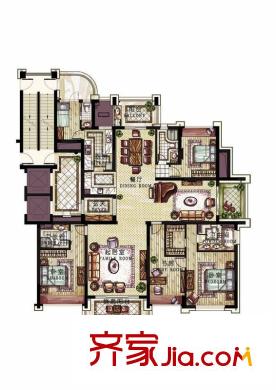 名城公館戶型圖5A戶型 4室2廳2衛(wèi)1廚