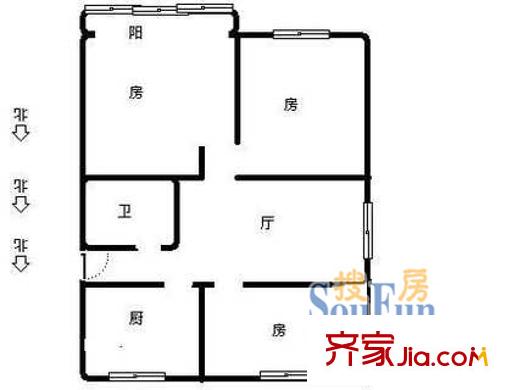 三里新城桂苑 3室 戶型圖