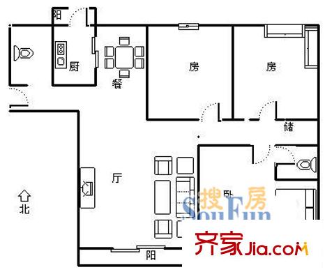 三里新城桂苑戶型圖3室 戶型圖 3室2廳1衛(wèi)1廚