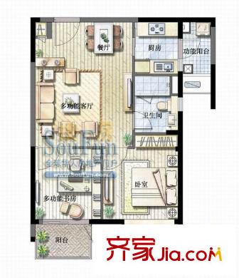 凱德視界戶型圖2室 戶型圖 2室2廳1衛(wèi)1廚