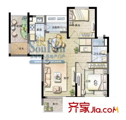 凱德視界戶型圖2室 戶型圖 2室2廳1衛(wèi)1廚