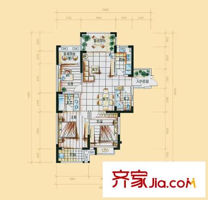 新西湖小鎮(zhèn)戶型圖C戶型 3室2廳2衛(wèi)1廚