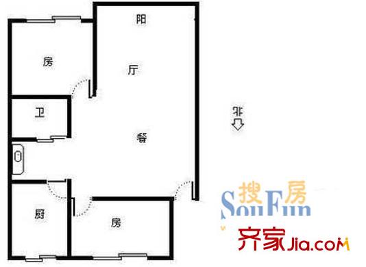 三里新城桂苑戶型圖2室 戶型圖 2室2廳1衛(wèi)1廚