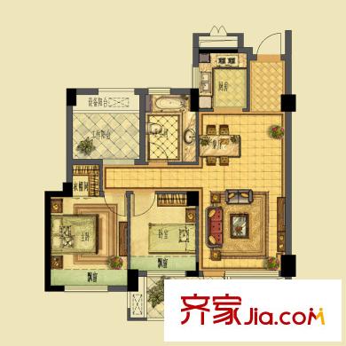 蔚藍(lán)郡戶型圖B戶型奇數(shù)層 2室2廳1衛(wèi)1廚