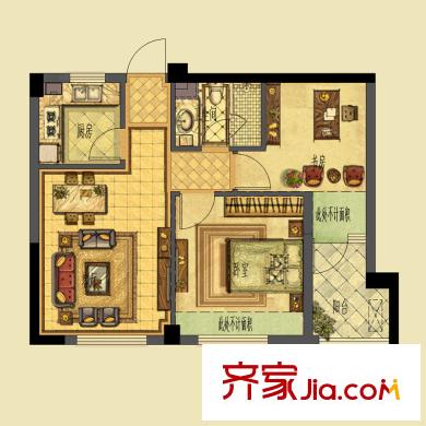蔚藍(lán)郡戶型圖M戶型 2室2廳1衛(wèi)1廚