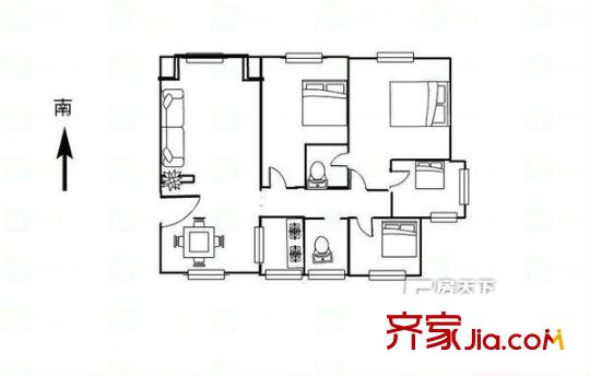 丁橋蘭苑戶型圖4室 戶型圖 4室2廳1衛(wèi)1廚