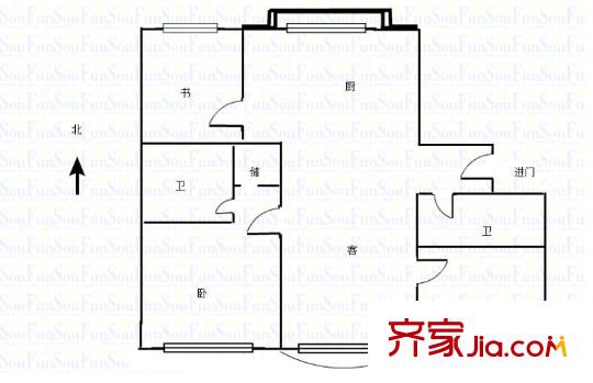 白馬公寓 3室 戶型圖