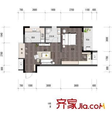 廣宇上東城A4戶型 1室1廳1衛(wèi)1廚