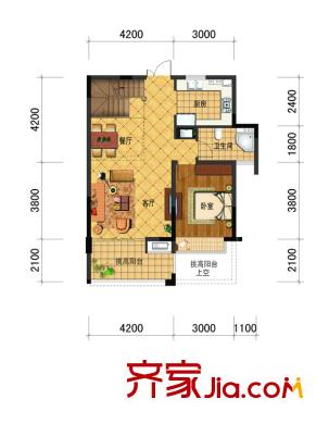 廣宇上東城138平方米底層 1室2廳1衛(wèi)1廚