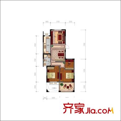 香頌戶型圖D1戶型圖 3室2廳1衛(wèi)1廚