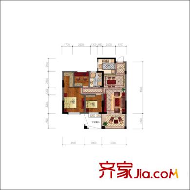 香頌戶型圖I1戶型圖 3室2廳1衛(wèi)1廚
