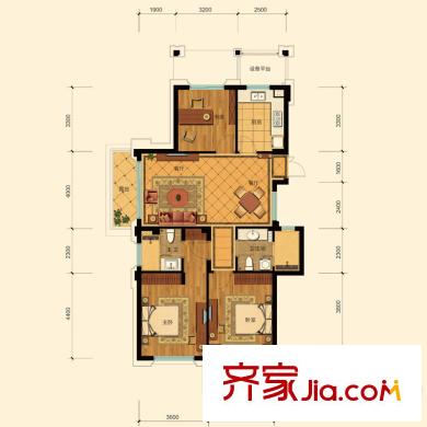 曙光之城戶型圖K1奇數(shù)層戶型 3室2廳2衛(wèi)1廚