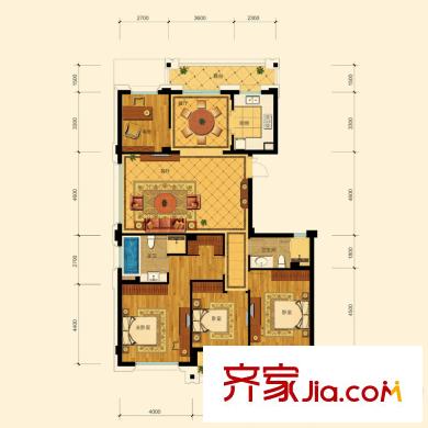 曙光之城戶型圖H1奇數(shù)層戶型 4室2廳2衛(wèi)1廚