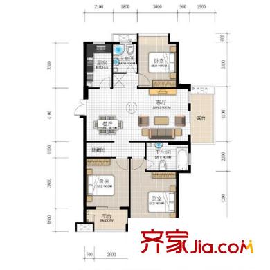 聯(lián)合格里戶型圖3室 戶型圖  3室2廳2衛(wèi)1廚