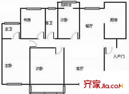 新城國(guó)際戶型圖4室 戶型圖 4室2廳2衛(wèi)1廚