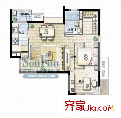 凱德視界戶型圖2室 戶型圖 2室2廳1衛(wèi)1廚