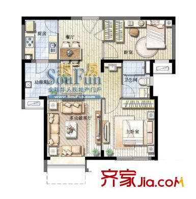 凱德視界戶型圖2室 戶型圖 2室2廳1衛(wèi)1廚