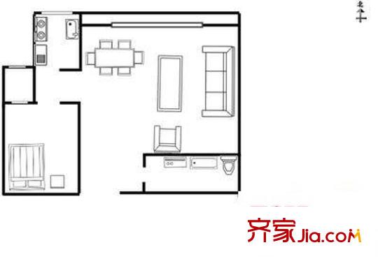 通策廣場(chǎng)戶型圖1室 戶型圖 1室1廳1衛(wèi)1廚