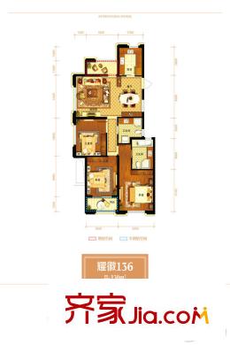 宋都晨光國際136方三室二廳二衛(wèi) 3室2廳2衛(wèi)1廚