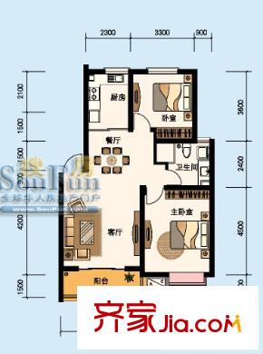廣大同城印象80方浪漫兩房(售完) 2室2廳1衛(wèi)1廚