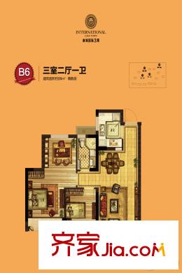 理想康城國際3期B6偶數(shù)層 3室2廳1衛(wèi)1廚