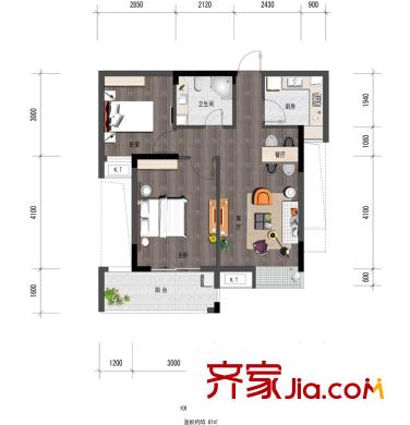 廣宇上東城A1戶型 2室1廳1衛(wèi)1廚