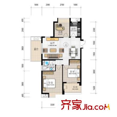 聯(lián)合格里戶型圖3室 戶型圖  3室2廳1衛(wèi)1廚