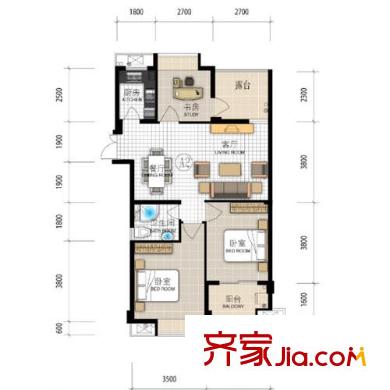 聯(lián)合格里戶型圖3室 戶型圖  3室2廳1衛(wèi)1廚