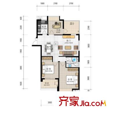 聯(lián)合格里戶型圖3室 戶型圖  3室2廳1衛(wèi)1廚