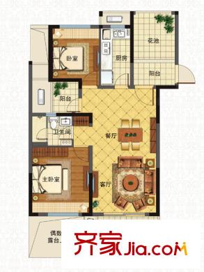 江語海戶型圖藏江嘉苑戶型 2室2廳1衛(wèi)1廚