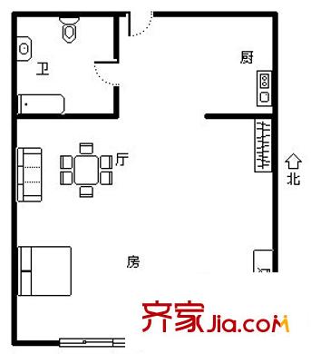 曙光新村戶型圖1室 戶型圖 1室1廳1衛(wèi)1廚
