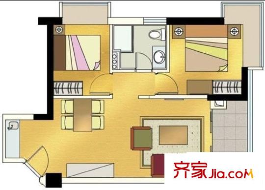逸天廣場 2室 戶型圖