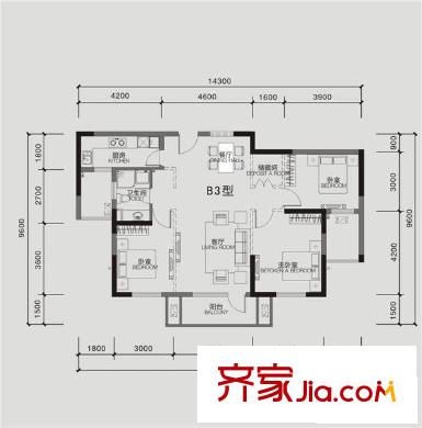 銀爵世紀(jì)公寓戶型圖3室 戶型圖 3室2廳1衛(wèi)1廚