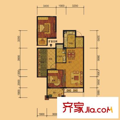 廣大同城印象容園奇數(shù)層G1戶型 2室1廳1衛(wèi)1廚