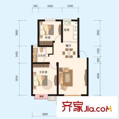 廣大同城印象a2戶型圖(售完) 2室2廳1衛(wèi)1廚