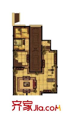 江語海戶型圖12號樓中間套地下室戶型圖 1室1廳