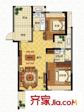 江語海戶型圖藏江嘉苑戶型 2室2廳1衛(wèi)1廚