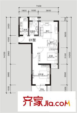 銀爵世紀(jì)公寓戶型圖2室 戶型圖 2室2廳1衛(wèi)1廚