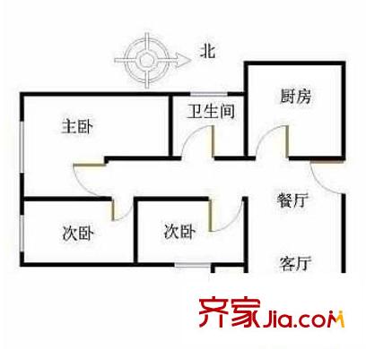 銀爵世紀(jì)公寓戶型圖3室 戶型圖 3室2廳1衛(wèi)1廚