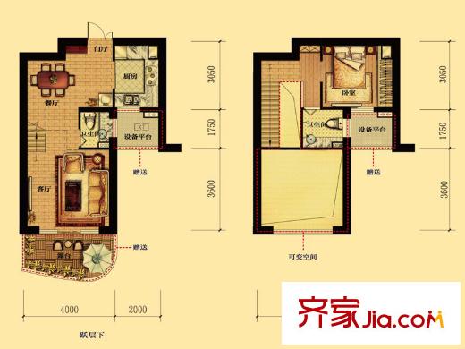 金隅觀瀾時(shí)代云邸2號(hào)樓B戶型85方 1室2廳2衛(wèi)1廚
