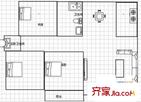 濱江江濱花園戶型圖3室 戶型圖 3室1廳2衛(wèi)1廚