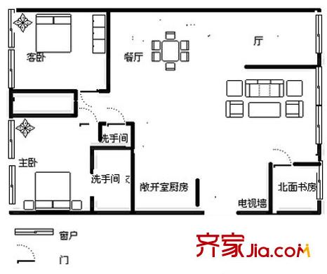 濱江江濱花園戶型圖3室 戶型圖 3室2廳2衛(wèi)1廚