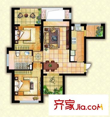 錢塘帝景戶型圖戶型圖 2室2廳1衛(wèi)1廚
