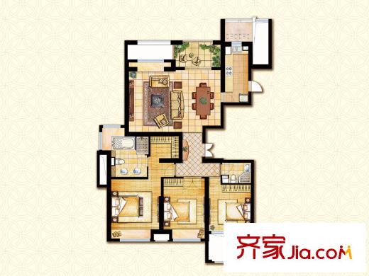 錢塘帝景戶型圖2號樓2-44層偶數(shù)層戶型圖 3室2廳2衛(wèi)1廚