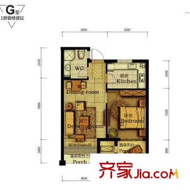 德信早城戶型圖G戶型圖 2室2廳1衛(wèi)1廚