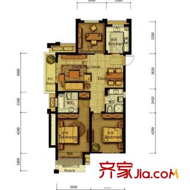 德信早城戶型圖戶型圖 3室2廳2衛(wèi)1廚